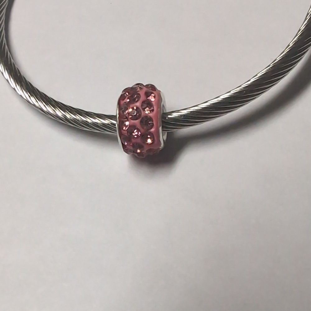 Pink Rhinestones Charm for Pandora Style‎ Bracelet